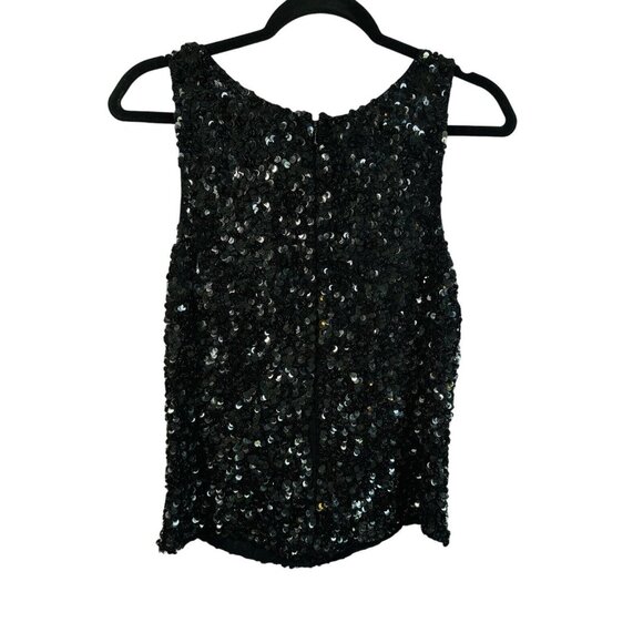 Le Lis Blanc Black Sequin Sleeveless Tank Womens L 100% Viscose Vintage Evening - Picture 4 of 8